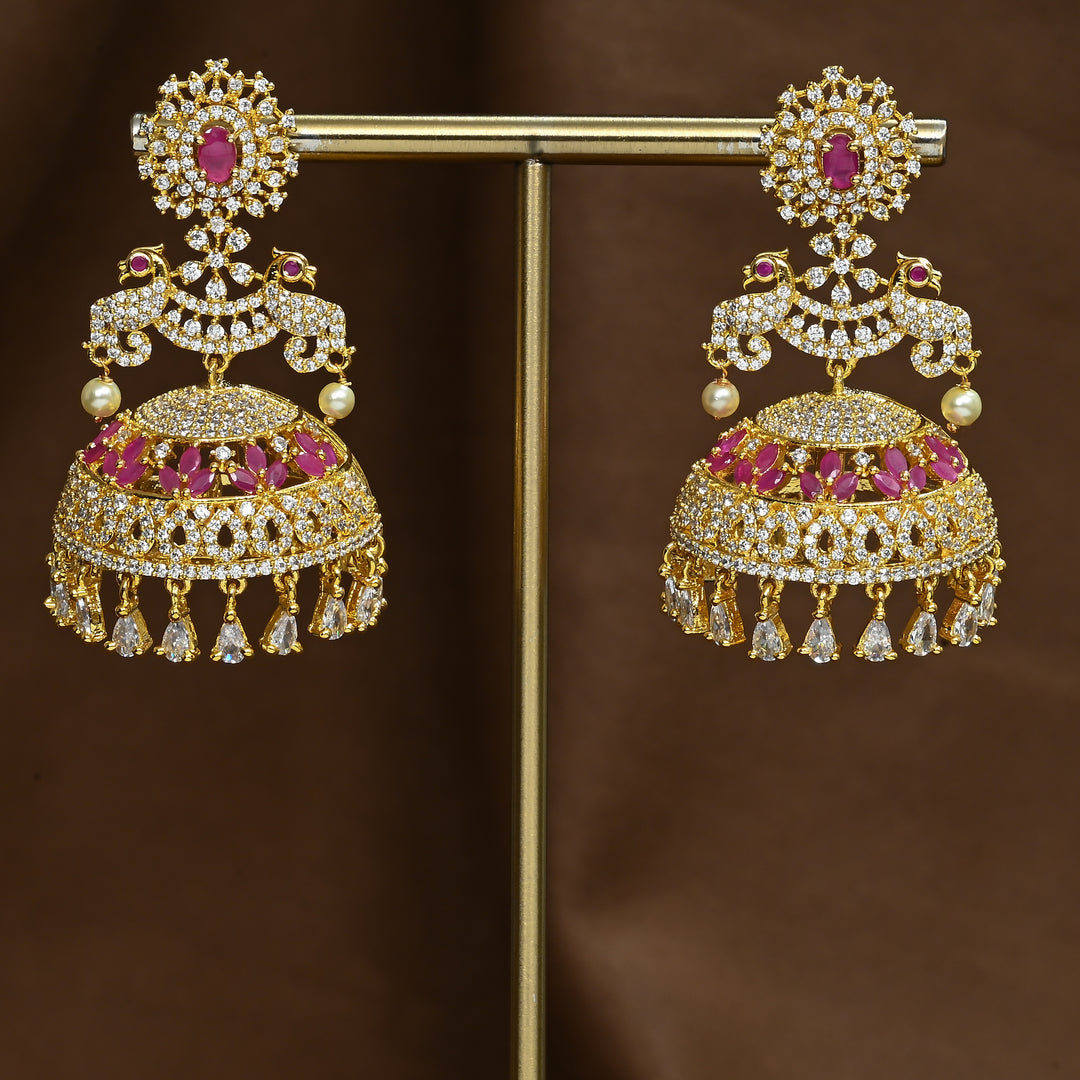 CZ Ruby Jhumka