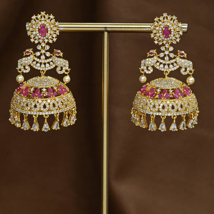 CZ Ruby Jhumka