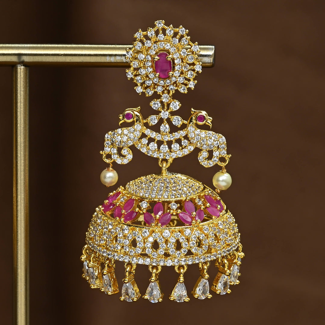 CZ Ruby Jhumka