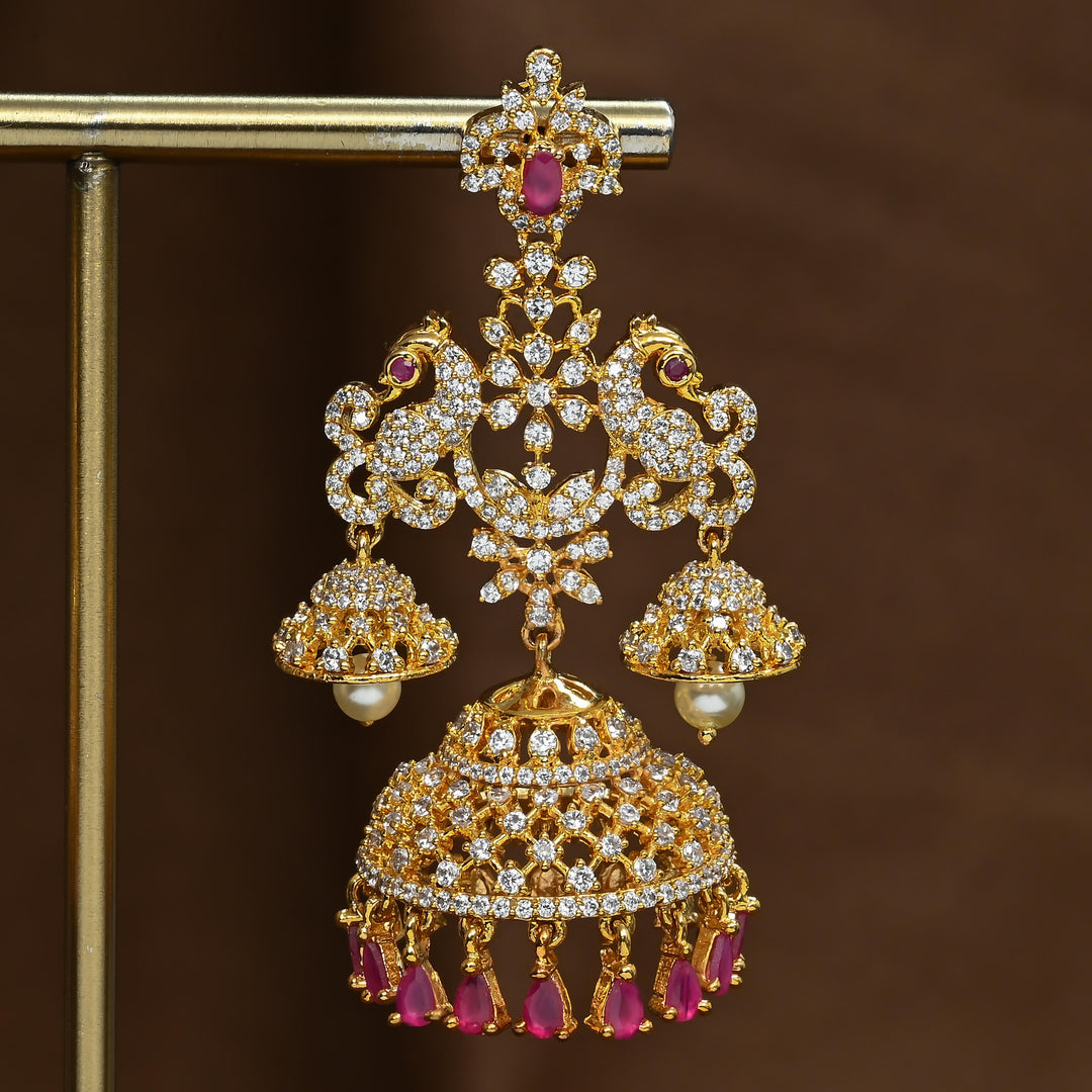 CZ Ruby Jhumka