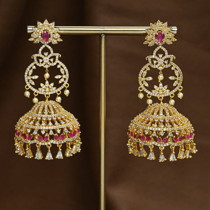 CZ Ruby Jhumka