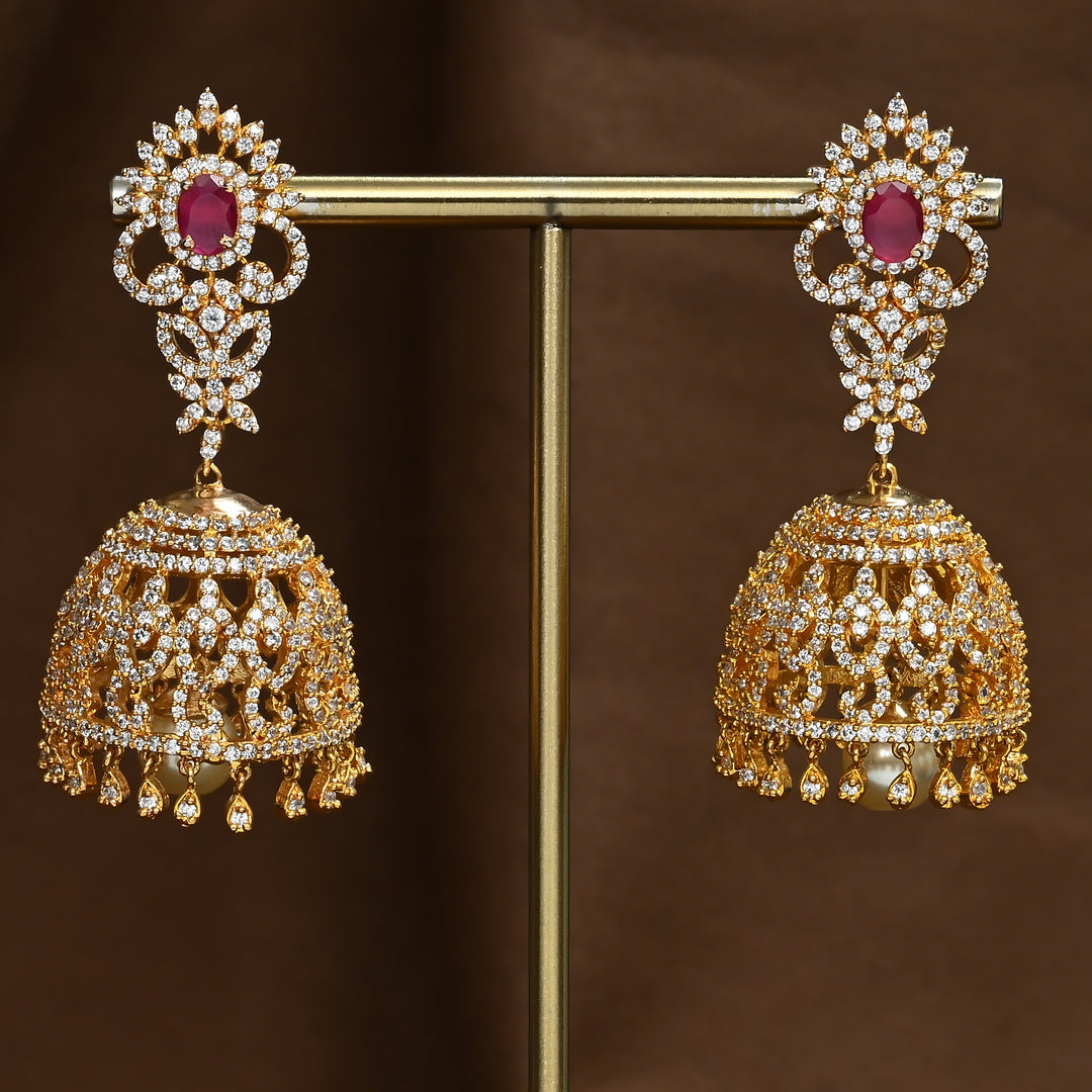 CZ Ruby Jhumka