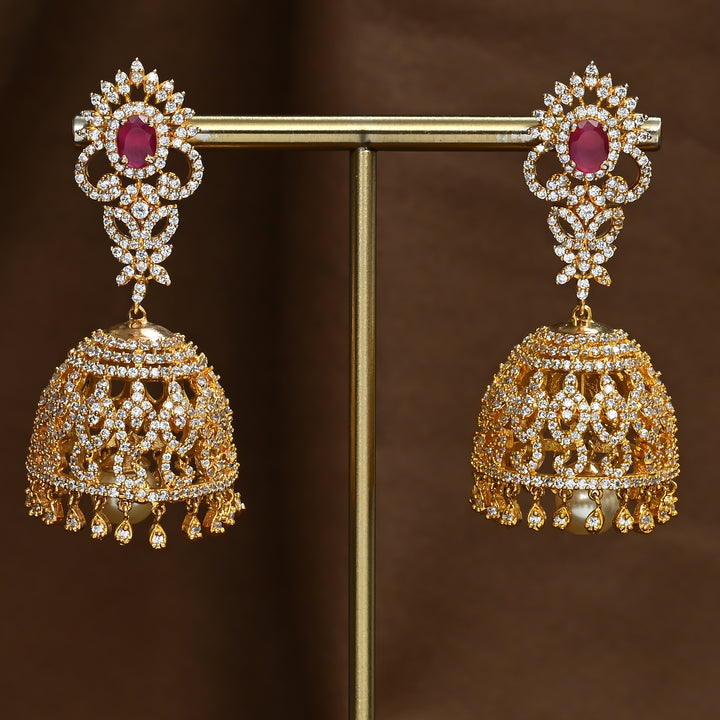CZ Ruby Jhumka