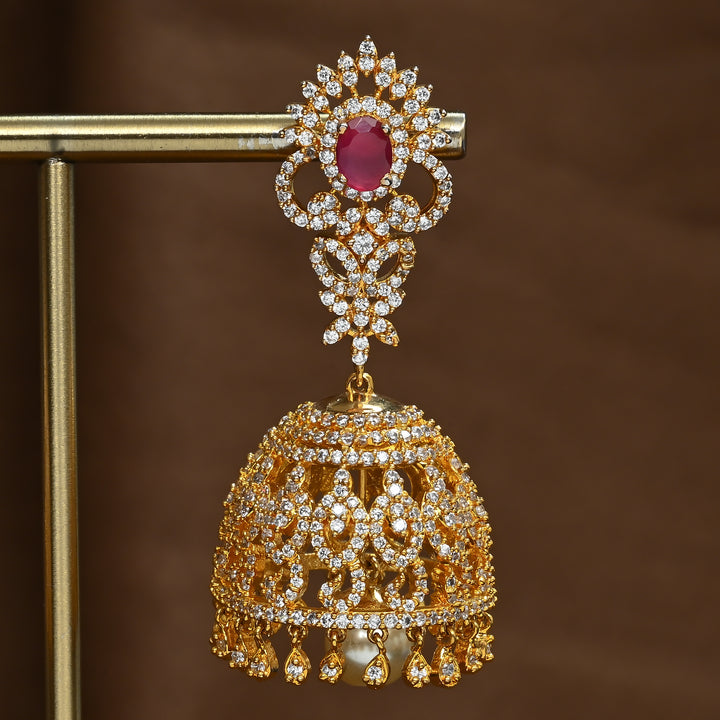 CZ Ruby Jhumka