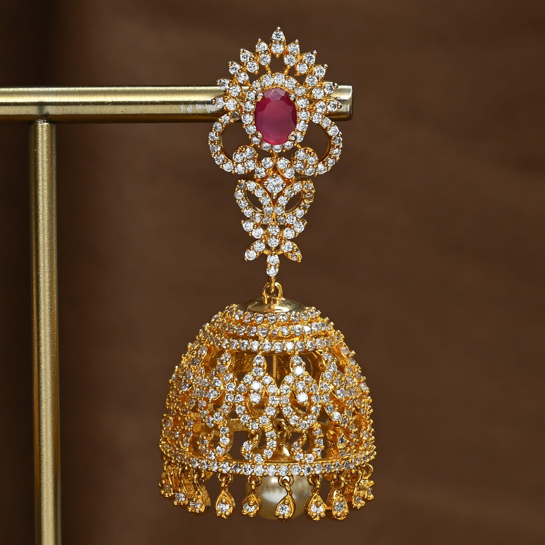 CZ Ruby Jhumka