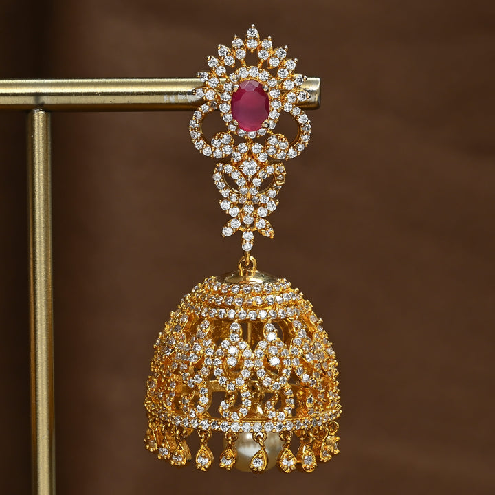 CZ Ruby Jhumka