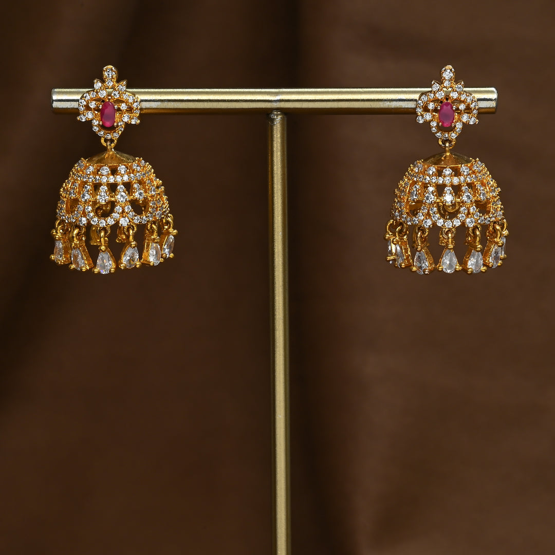 CZ Ruby Jhumka