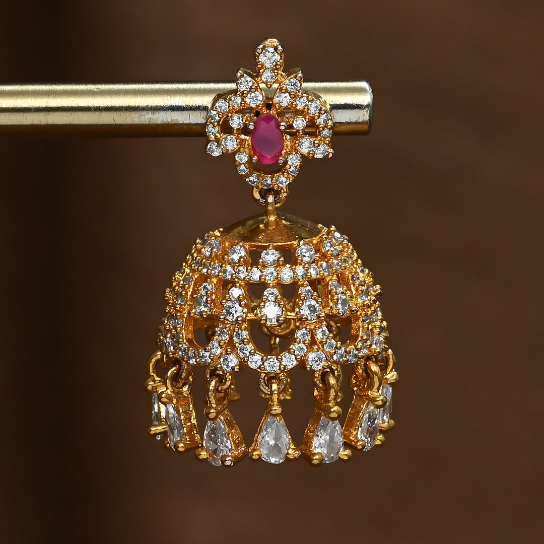 CZ Ruby Jhumka