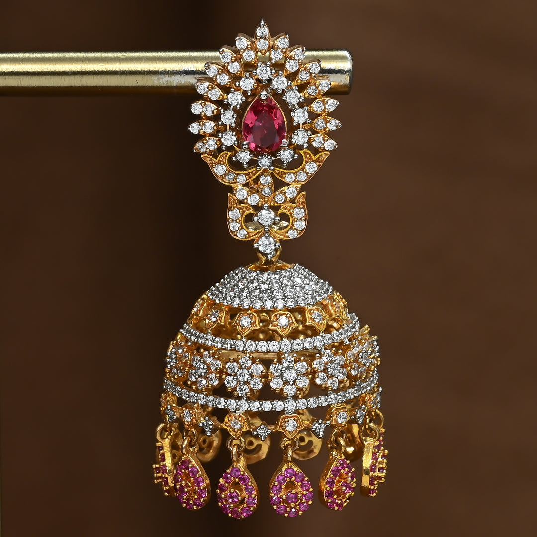 CZ Ruby Jhumka