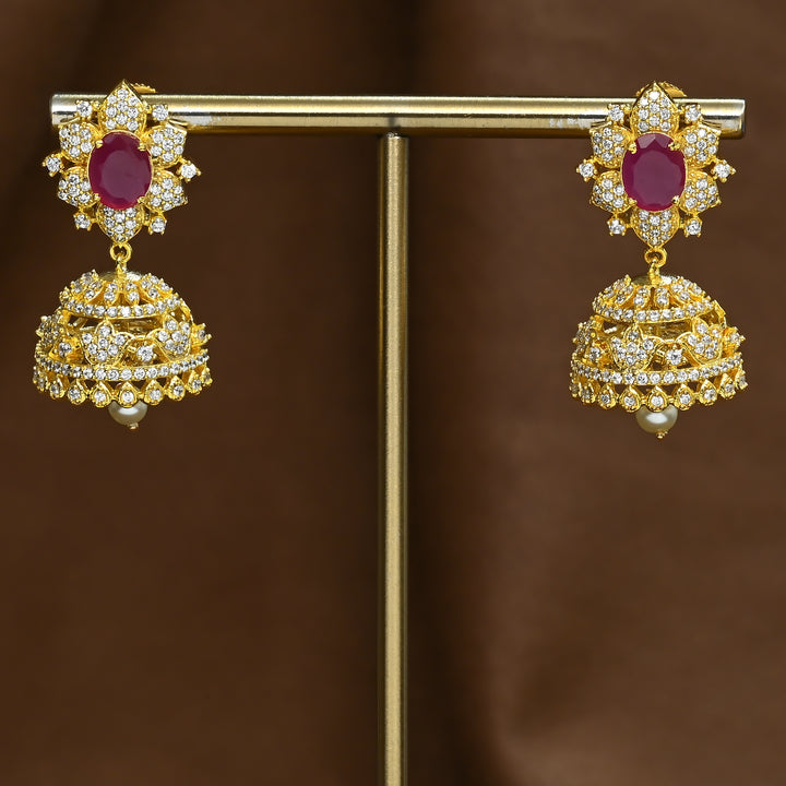 CZ Ruby Jhumka