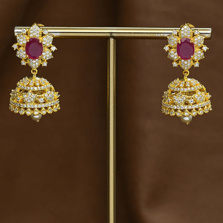 CZ Ruby Jhumka