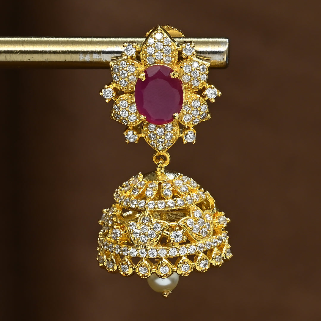 CZ Ruby Jhumka