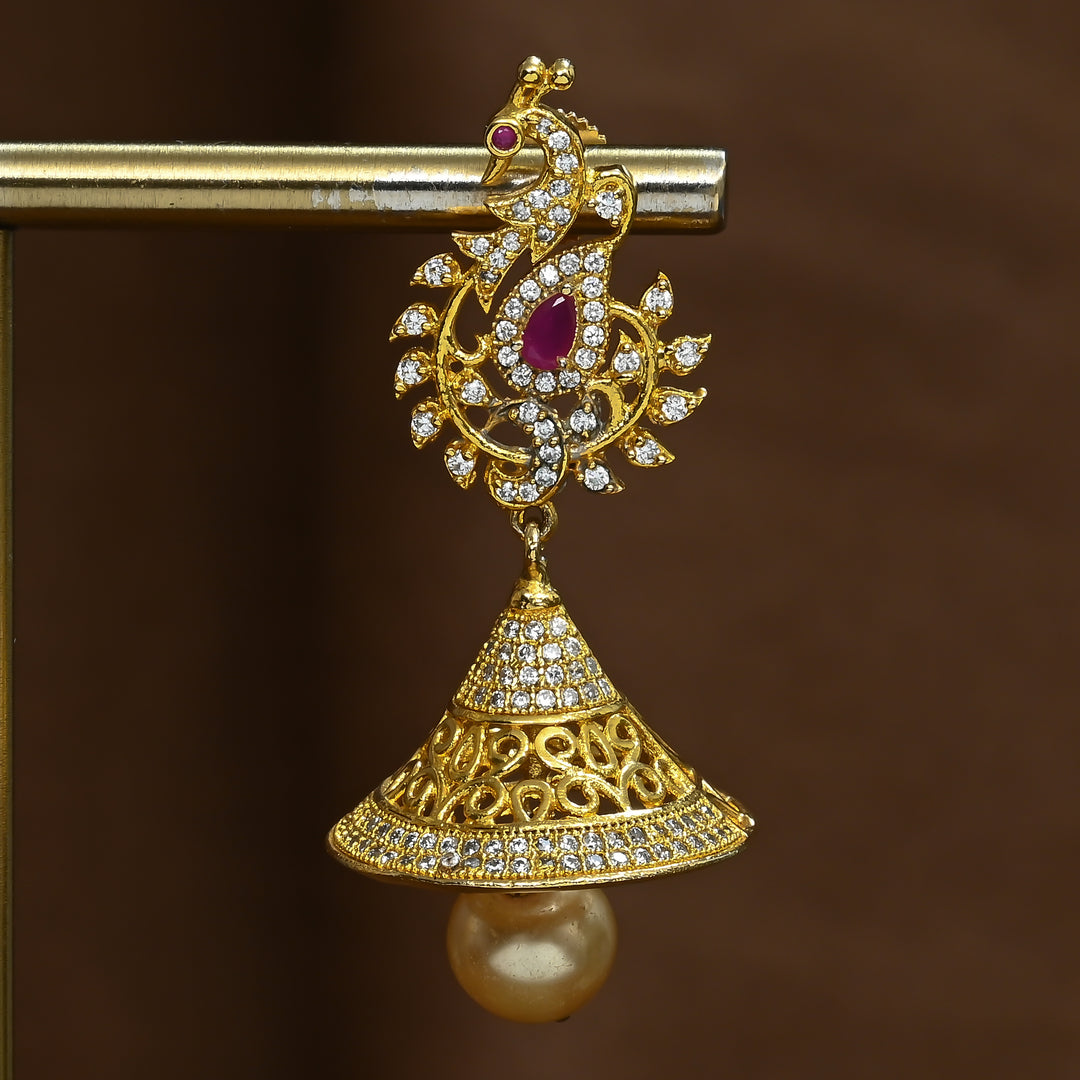 CZ Ruby Jhumka