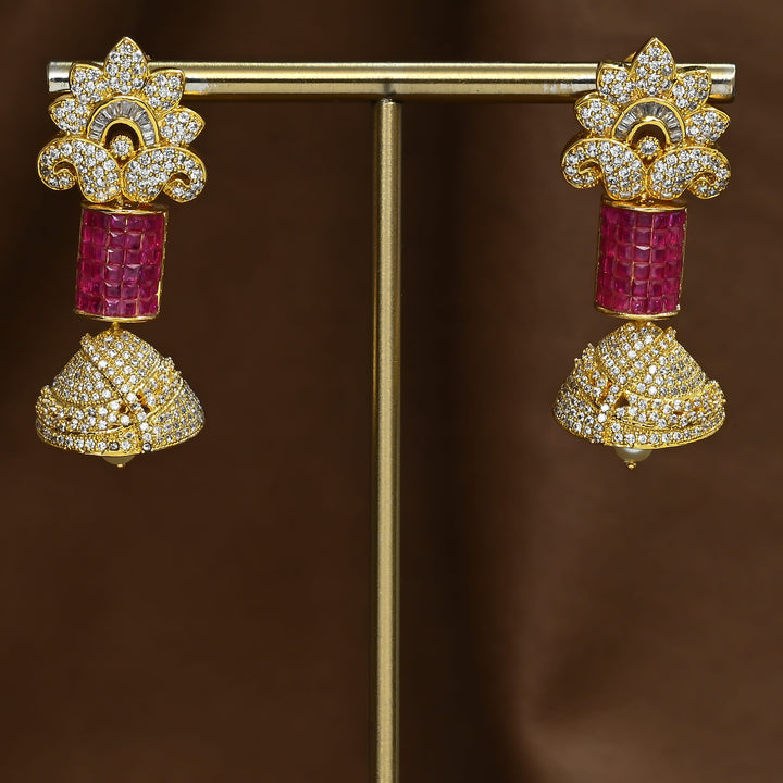 CZ Ruby Jhumka