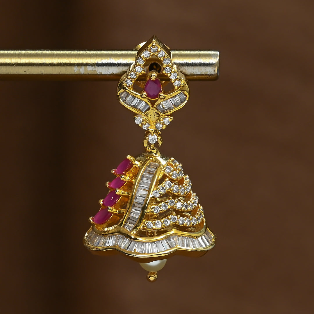 CZ Ruby Jhumka