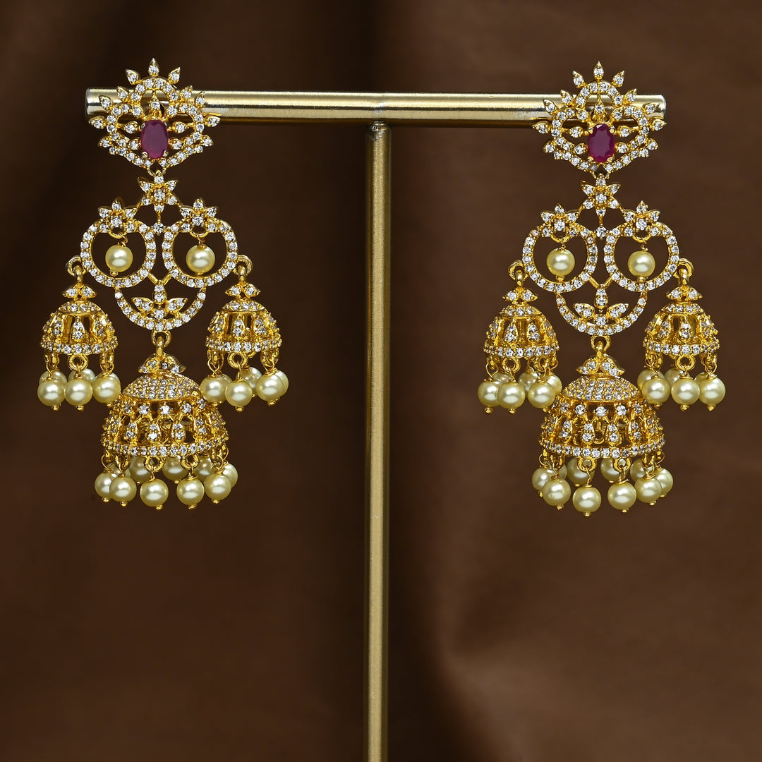CZ Ruby Jhumka