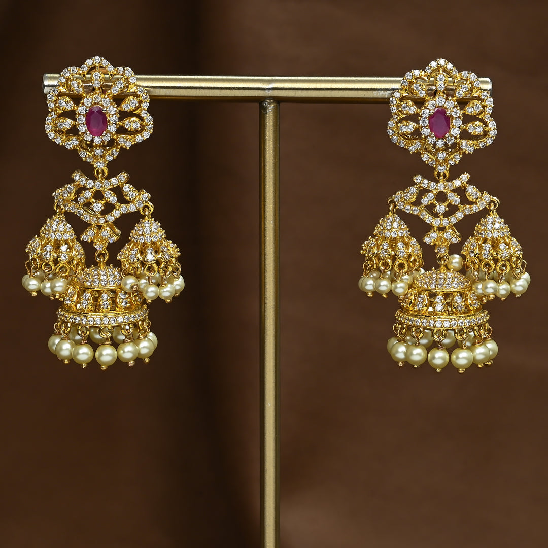 CZ Ruby Jhumka