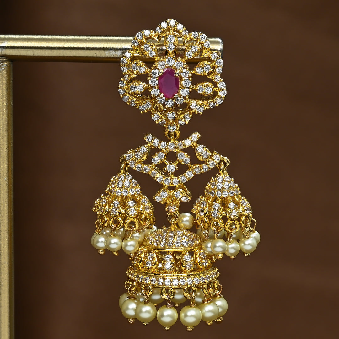 CZ Ruby Jhumka