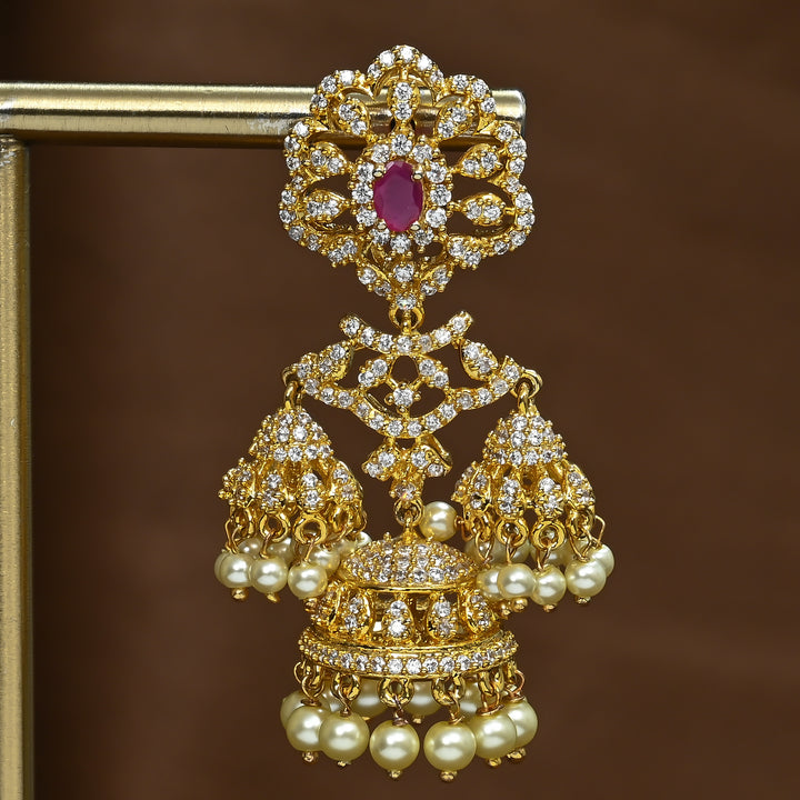 CZ Ruby Jhumka