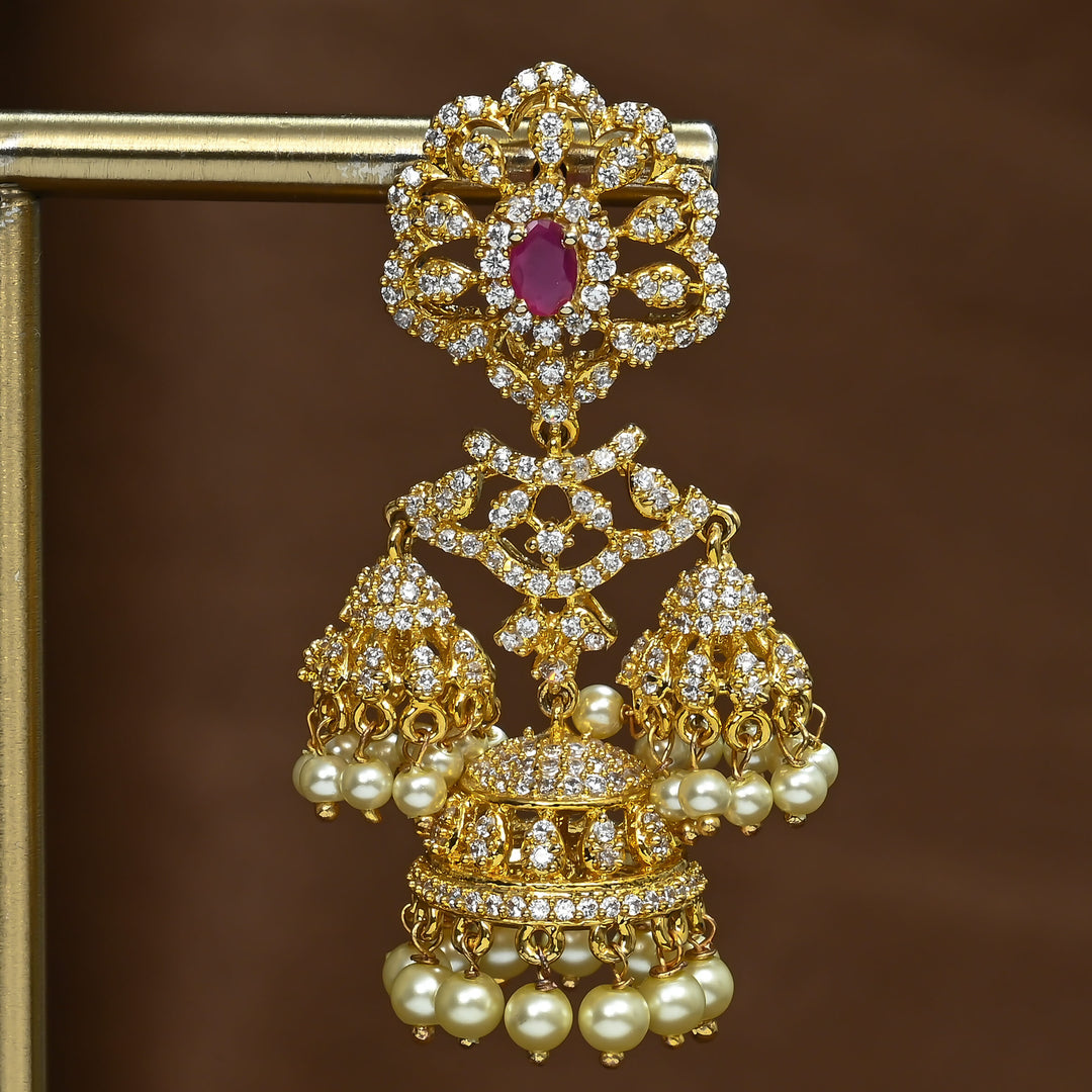CZ Ruby Jhumka