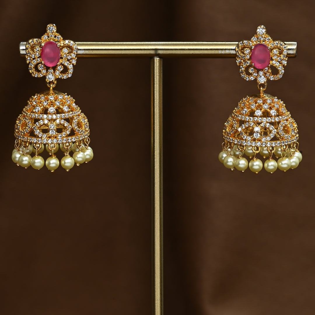 CZ Ruby Jhumka