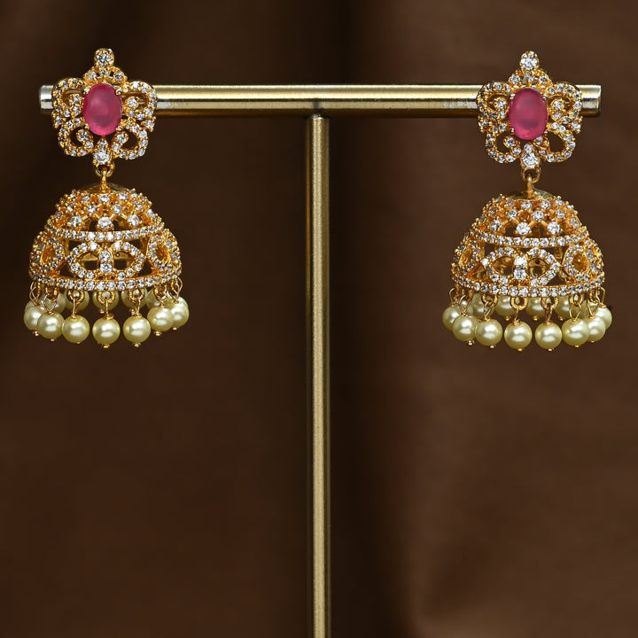 CZ Ruby Jhumka