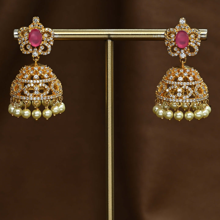 CZ Ruby Jhumka
