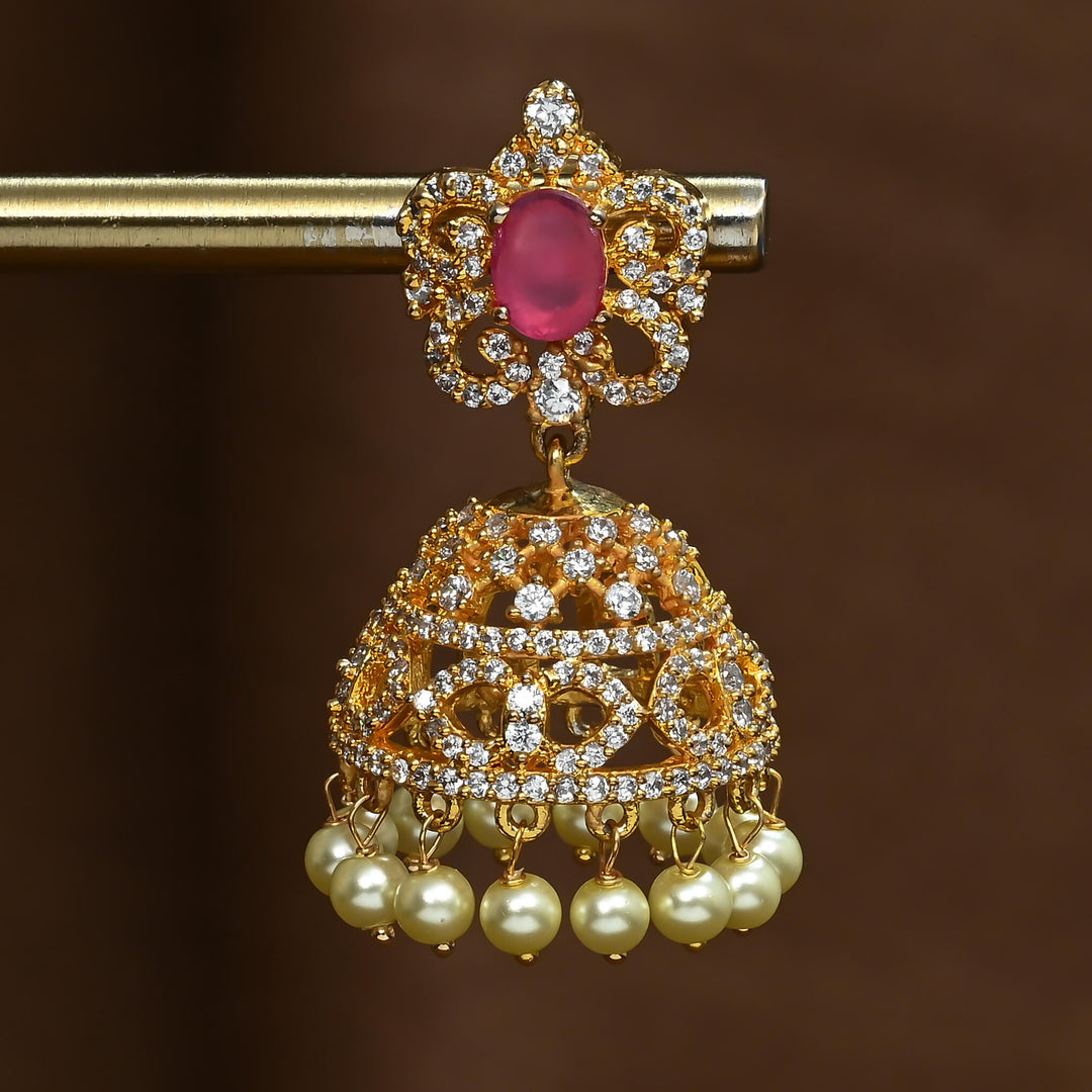 CZ Ruby Jhumka