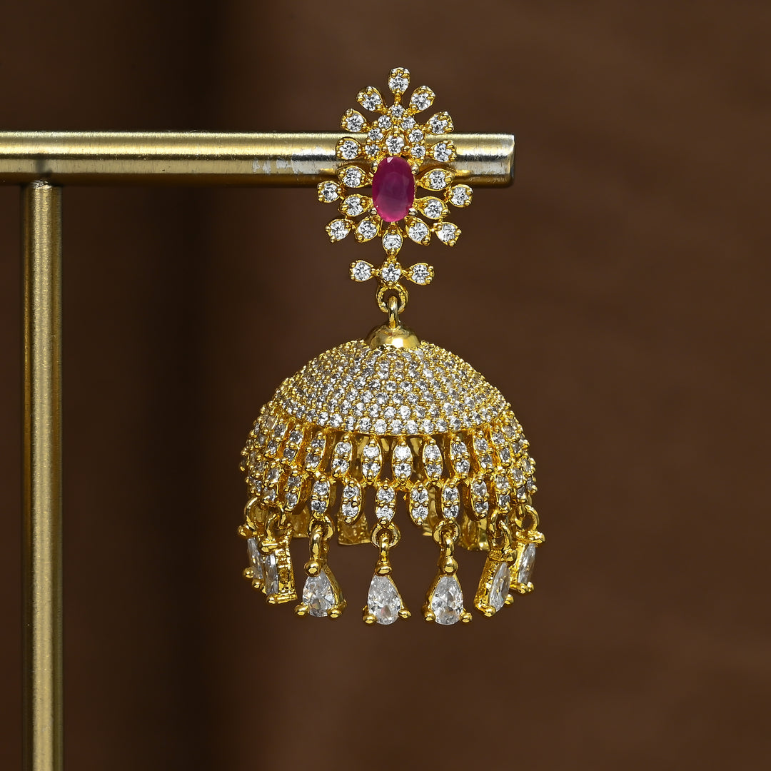 CZ Ruby Jhumka