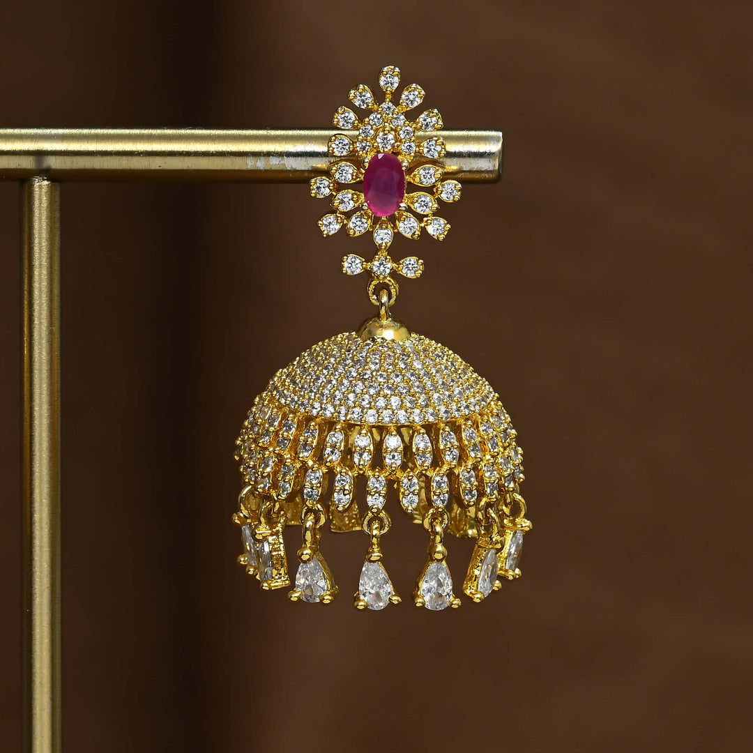 CZ Ruby Jhumka