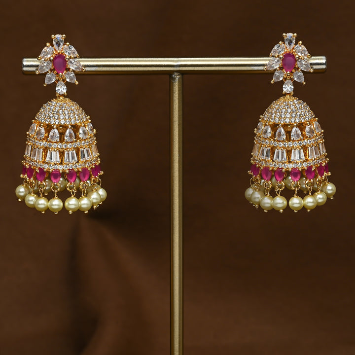 CZ Ruby Jhumka