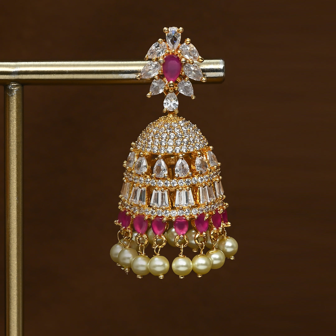 CZ Ruby Jhumka