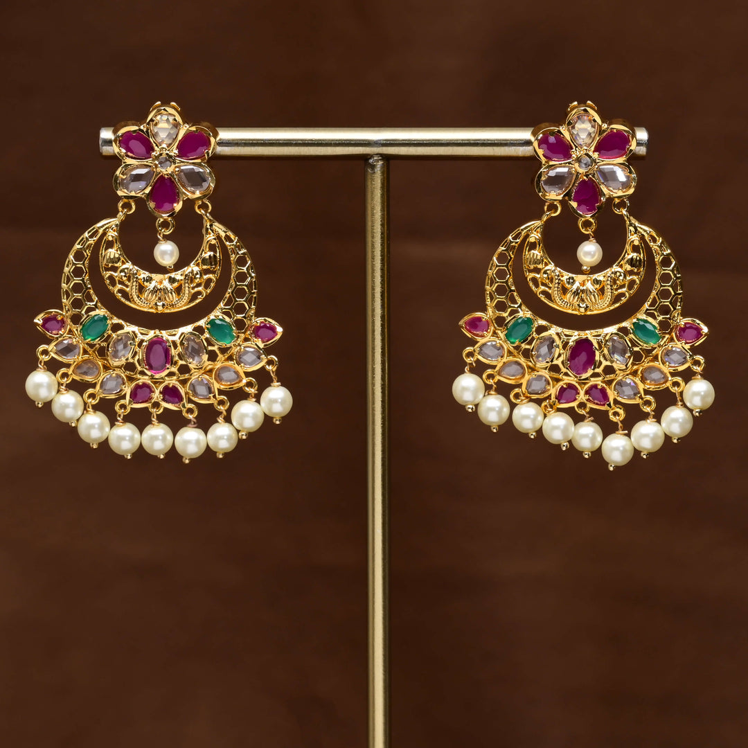 Uncut Polki Chandbali Earrings
