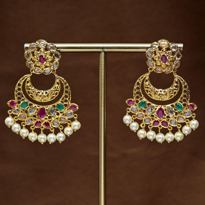 Uncut Polki Chandbali Earrings