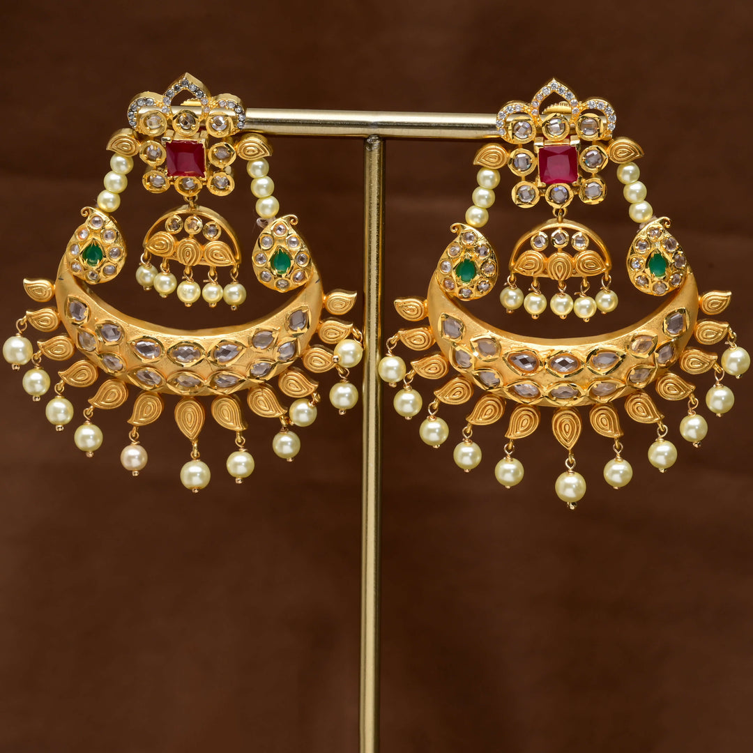 Uncut Polki Chandbali Earrings