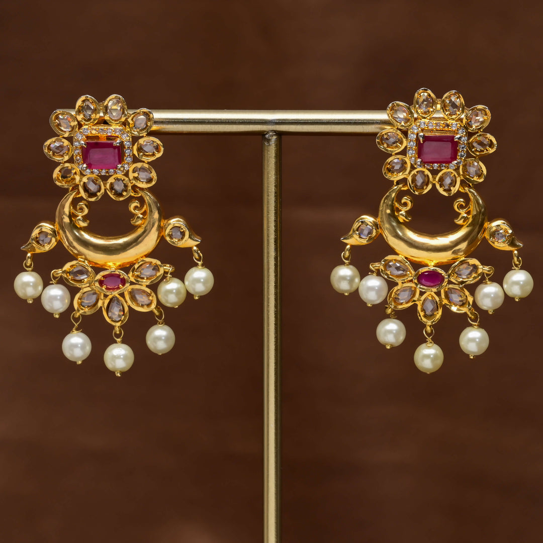 Uncut Polki Chandbali Earrings