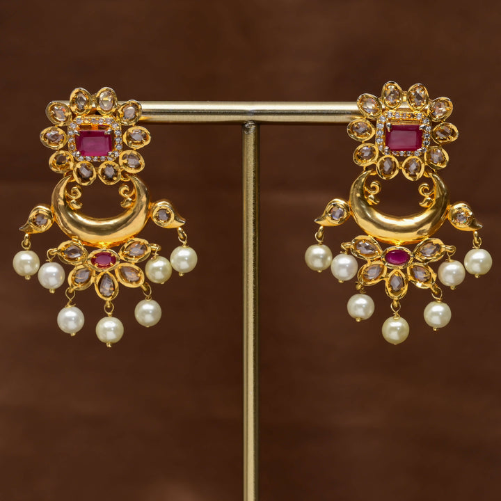 Uncut Polki Chandbali Earrings