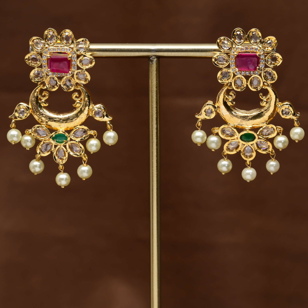 Uncut Polki Chandbali Earrings