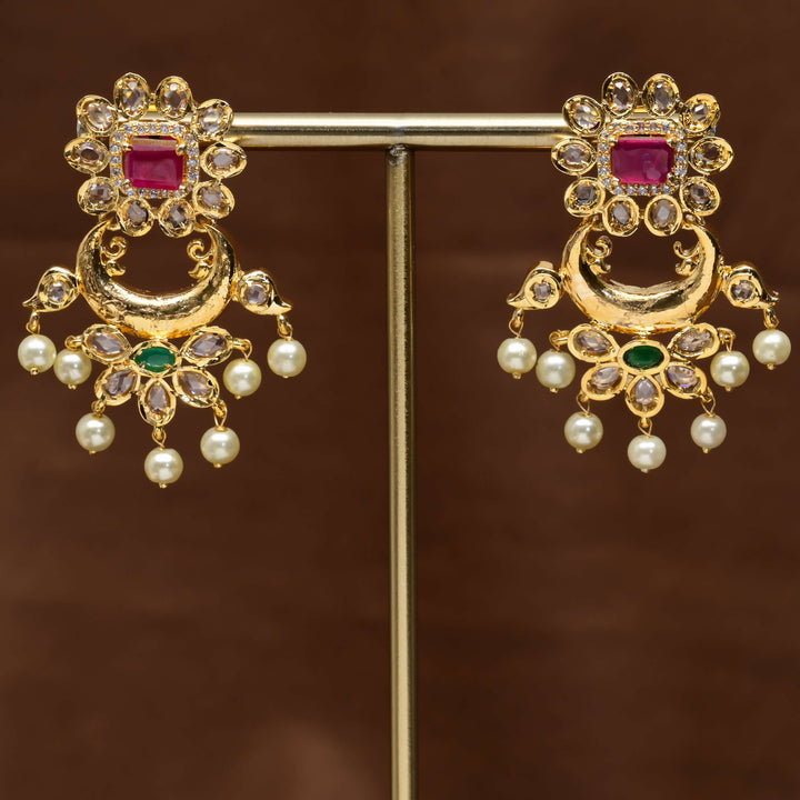 Uncut Polki Chandbali Earrings