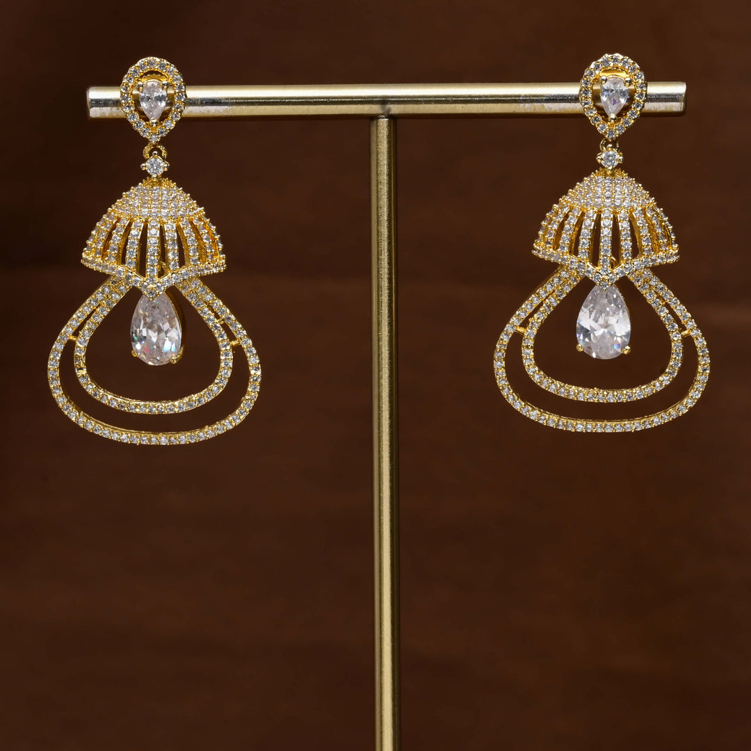 CZ Gold Finish Earrings
