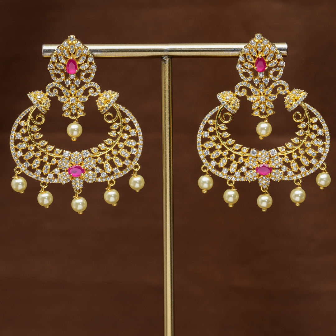 CZ Gold Finish Earrings
