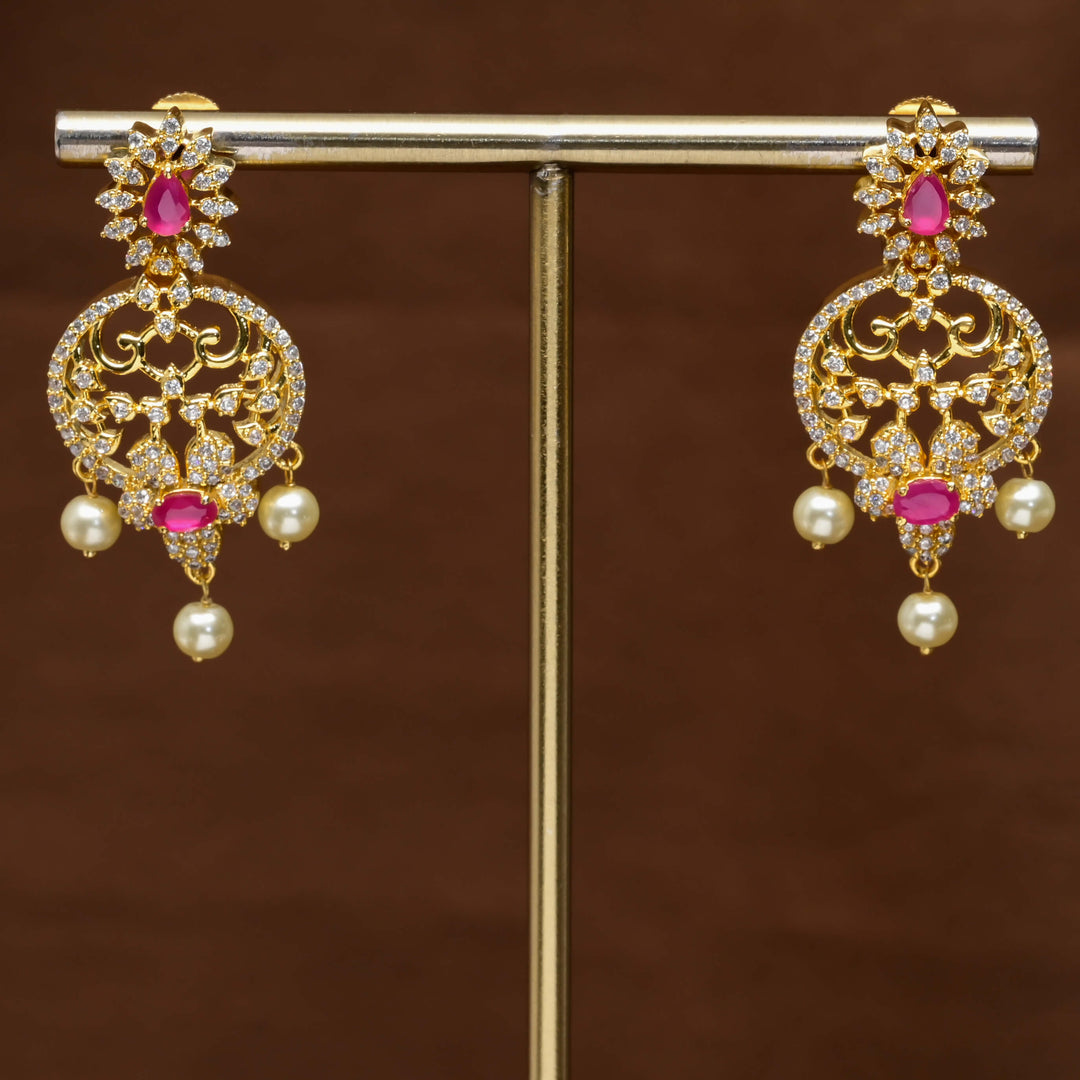CZ Gold Finish Earrings