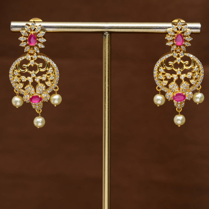 CZ Gold Finish Earrings