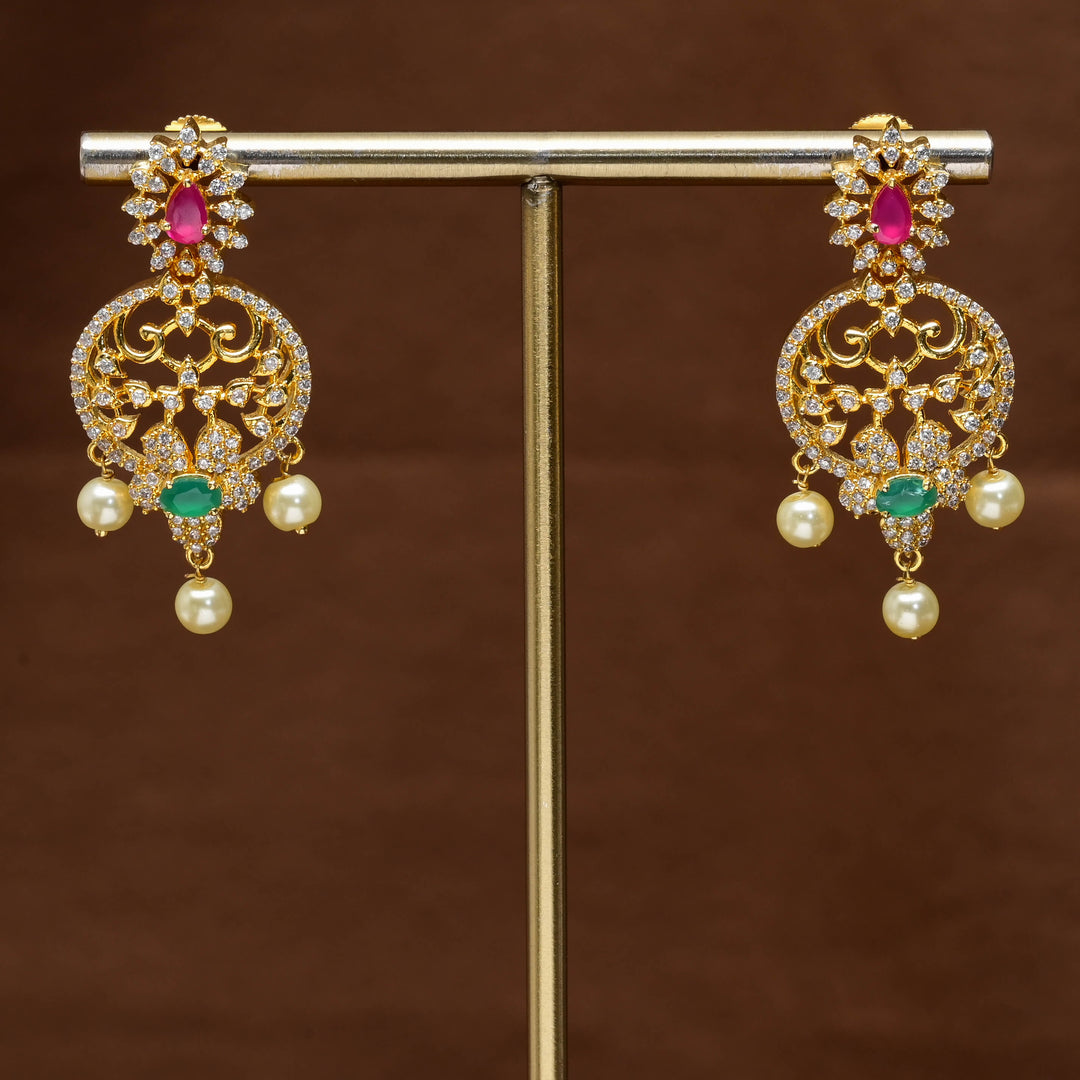 CZ Gold Finish Earrings