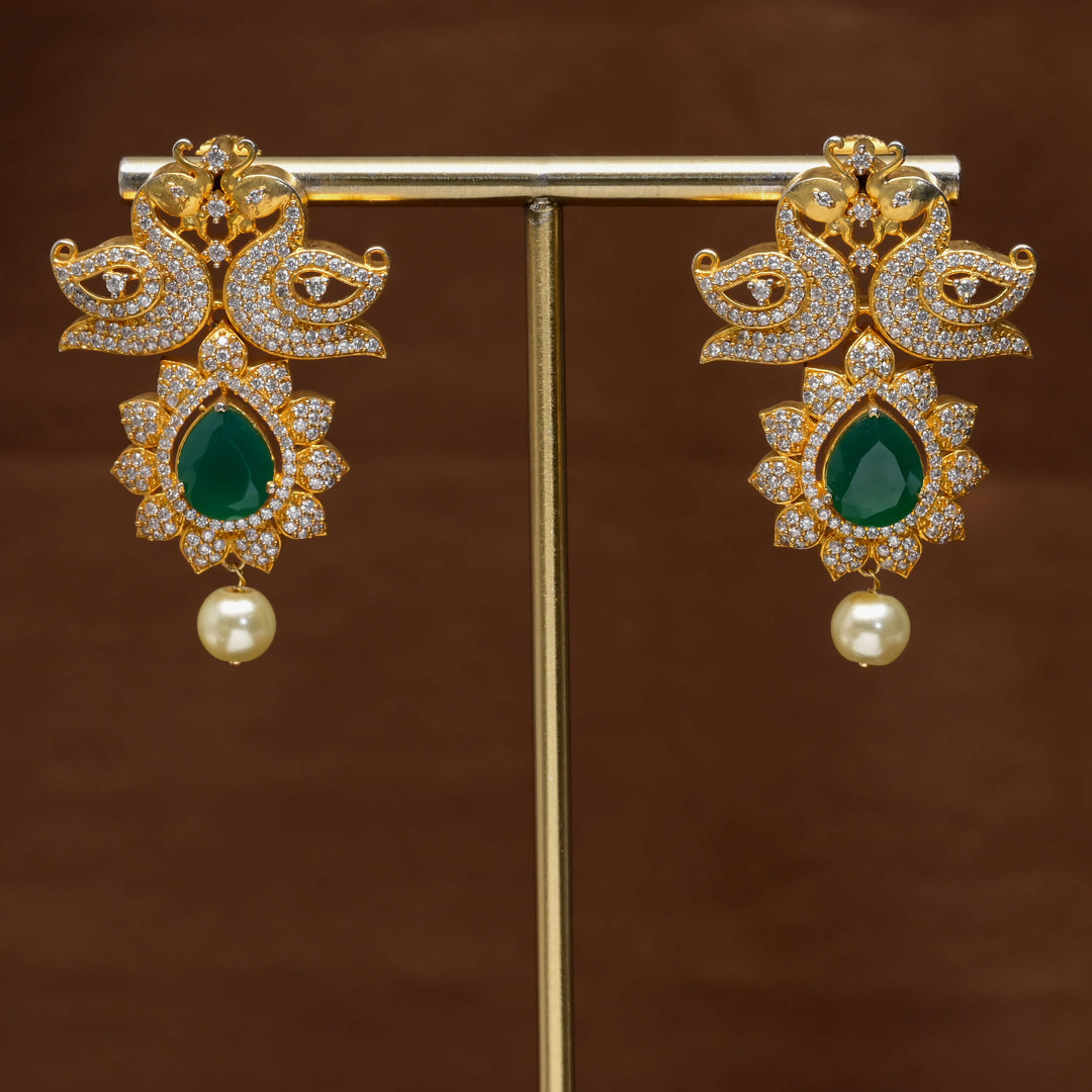 CZ Gold Finish Earrings