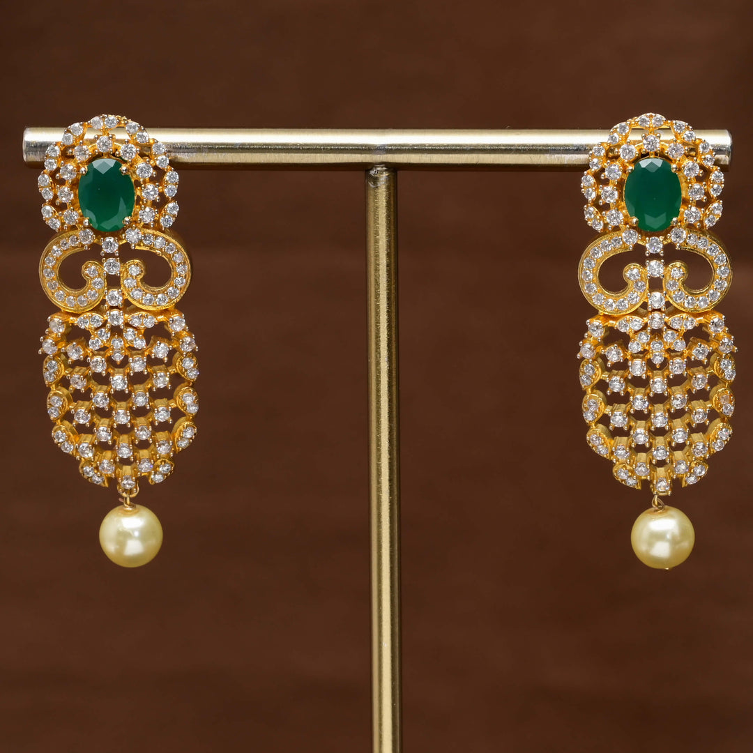 CZ Gold Finish Earrings