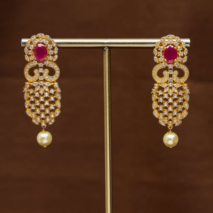 CZ Gold Finish Earrings