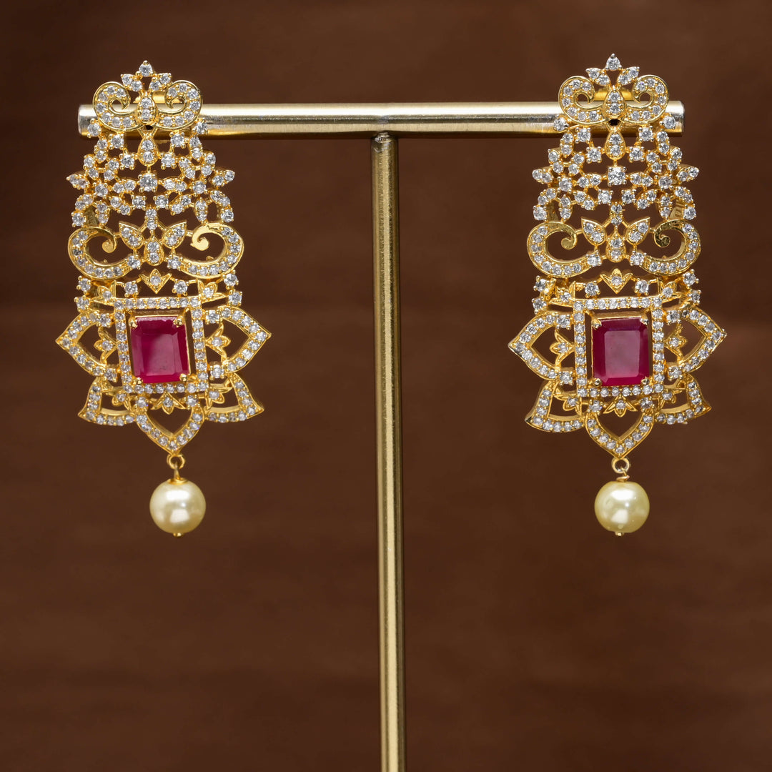 CZ Gold Finish Earrings