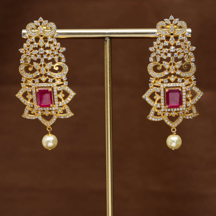 CZ Gold Finish Earrings