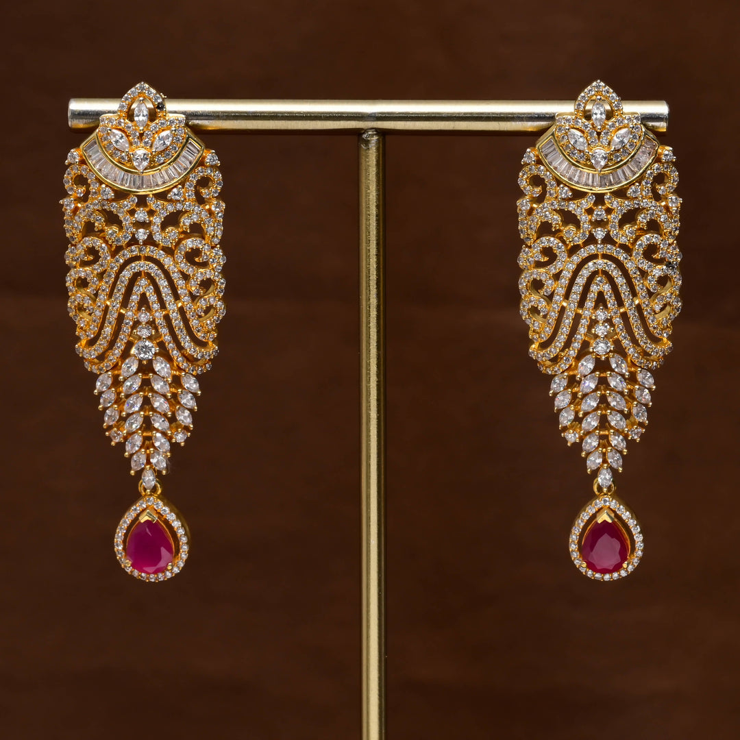 CZ Gold Finish Earrings